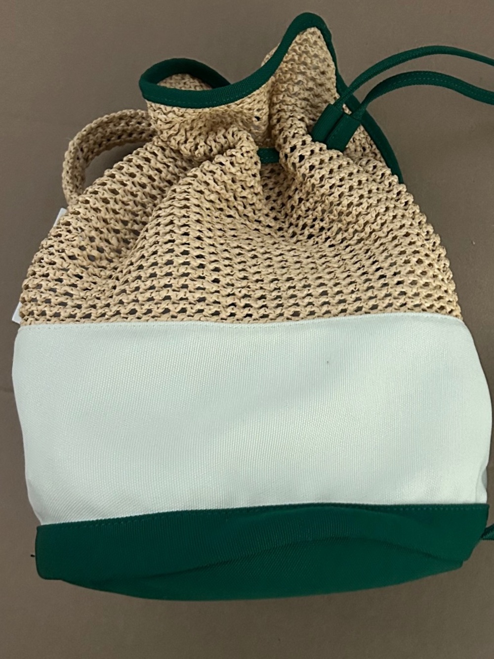 Rosie Assoulin x Target Woven Bucket Bag Straw Crochet Green Trim NWT⁠ - Picture 5 of 5